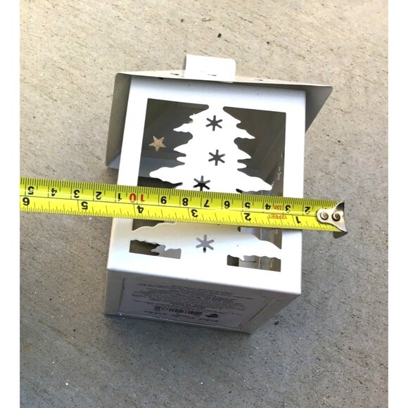 SET OF 2 WHITE 5.5" LAMP HOUSE CHRISTMAS TREE SILHOUETTE LANTERN ORNAMENT - Picture 4 of 4